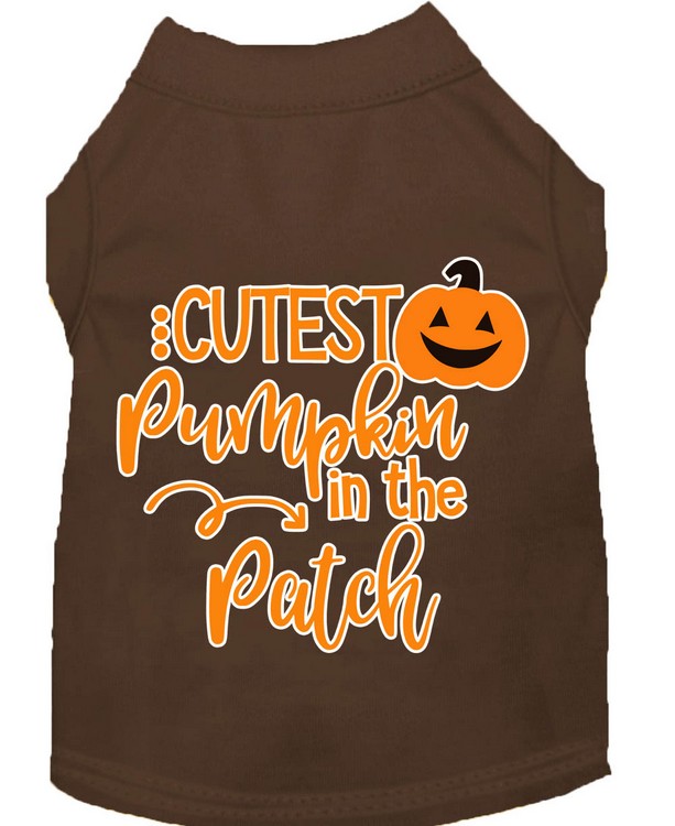 Cutest Pumpkin in the Patch Screen Print Dog Shirt Brown XXL